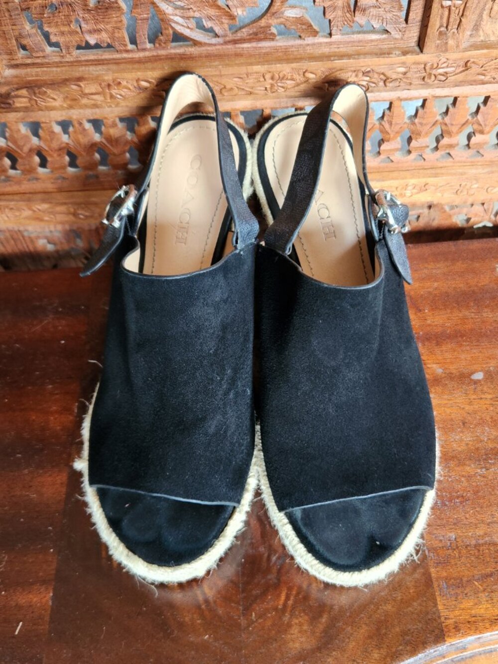 Coach Poppy Wedge Shoe - Espadrilles / Jute with Suede Exterior - Picture 2 of 10